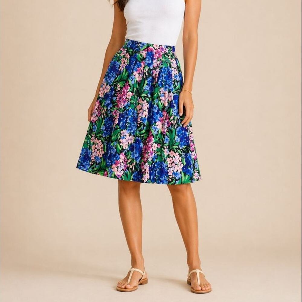 Worthington Flowy Floral Skirt Blue Pink Knee Length Size Small